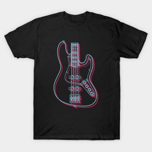 3D J-Style Bass Guitar Body Outline T-Shirt